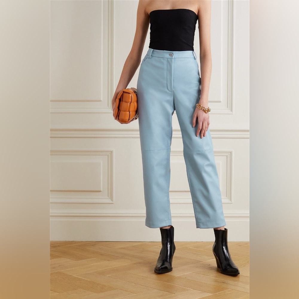 Stella McCartney Hailey Vegetarian Leather Straight-Leg Pants / IT42 / NWT